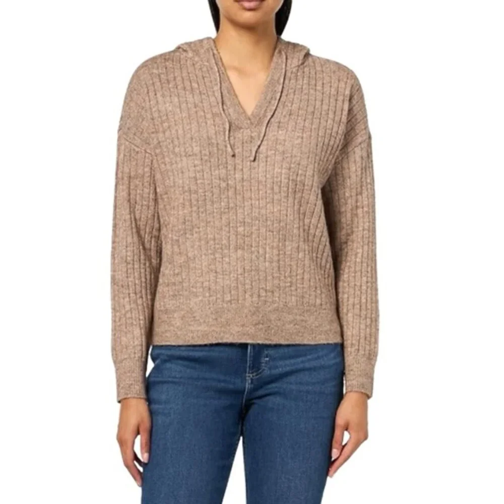Lucky Brand Women's Ribbed Knit Hooded Sweater in Deep Taupe/NWT/XS - Picture 1 of 15